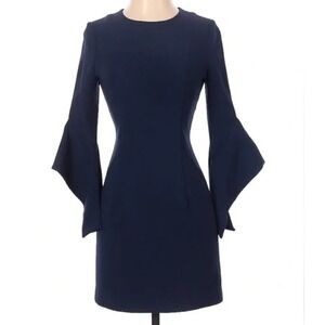 Black Halo Lorie Bell-sleeve Sheath Dress Size‎ 4 Pacific Blue (Navy) Workwear